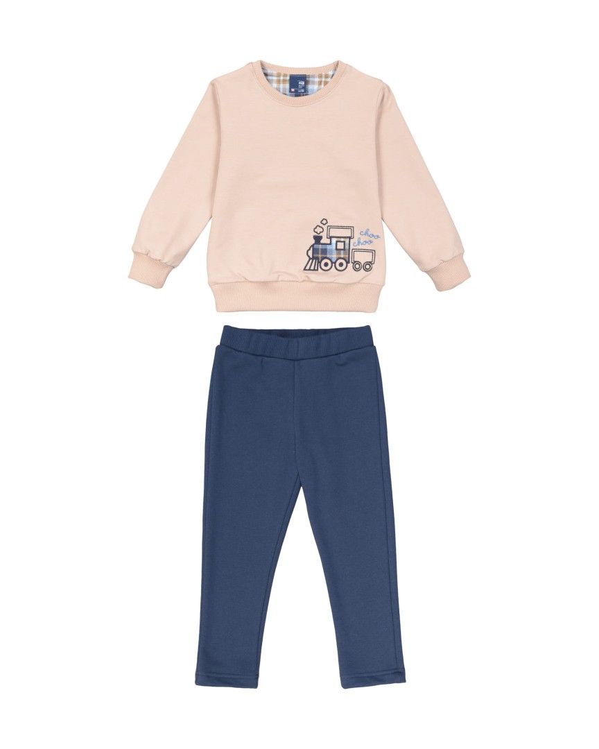 Beżowa bluza + granatowe spodnie (0450-C2-bez+gran1.jpg) - sklep z ubraniami Nosi Ci Się