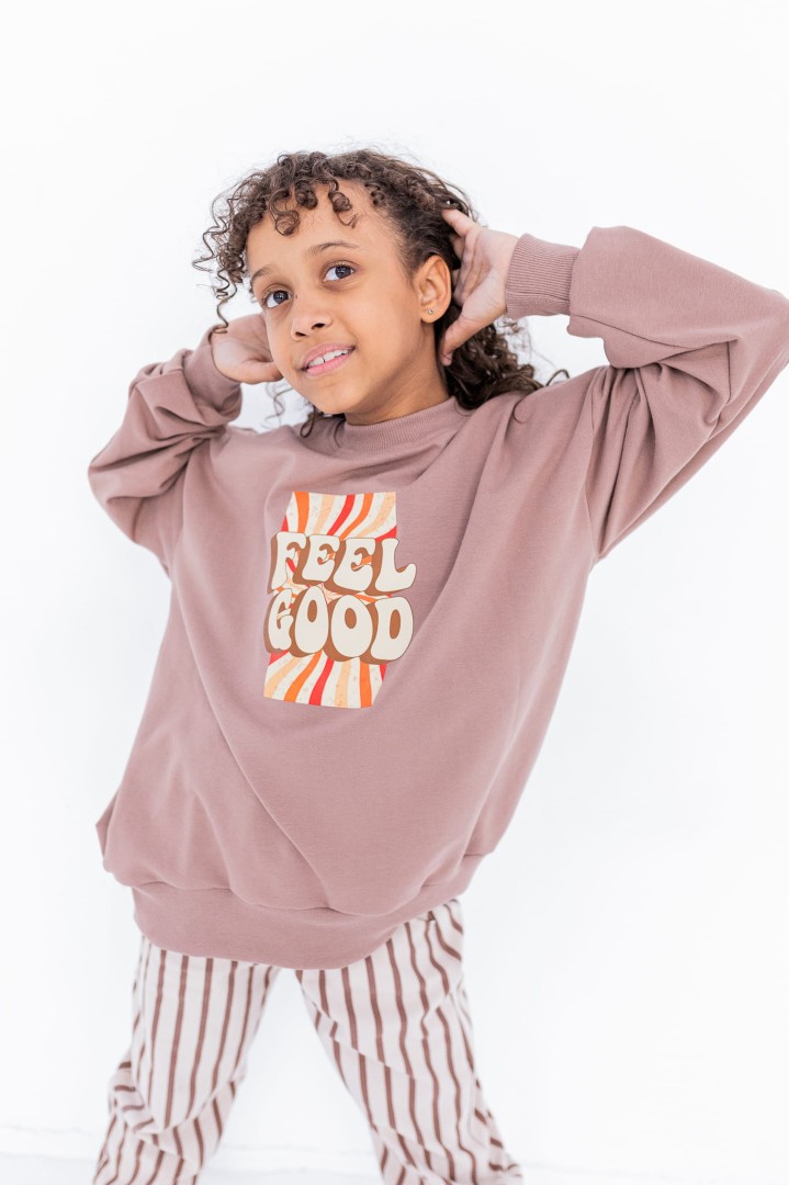 Bluza over Feel Good czekoladowa FUN KIDS (FK-bluz-czek.jpg) - sklep z ubraniami Nosi Ci Się