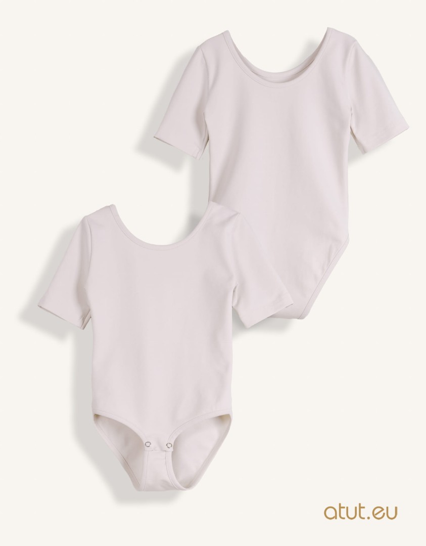 Beżowe body z krótkim rękawem (1245-D4-bez  (1).jpg) - sklep z ubraniami Nosi Ci Się