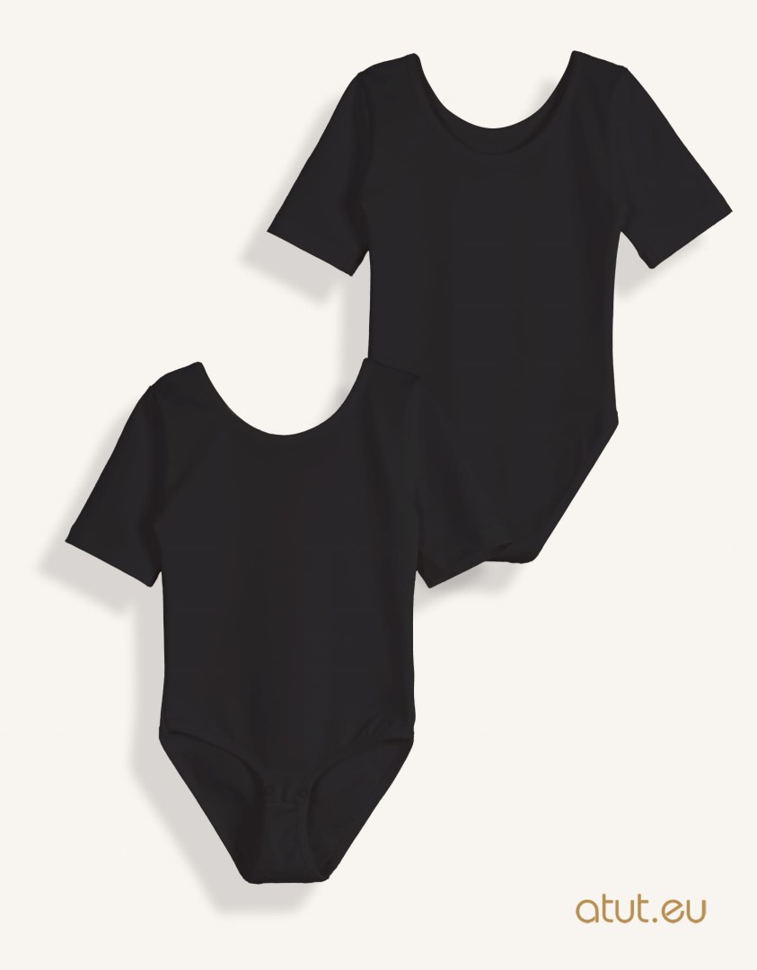 Czarne body z krótkim rękawem (1245-D4-czar (1).jpg) - sklep z ubraniami Nosi Ci Się