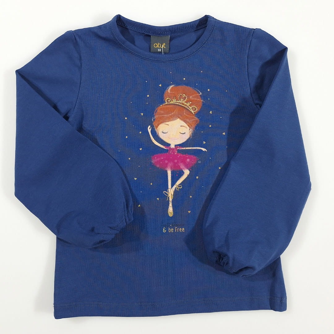 Bawełniana bluzka z printem baleriny (0569-D2-gran.jpg) - sklep z ubraniami Nosi Ci Się