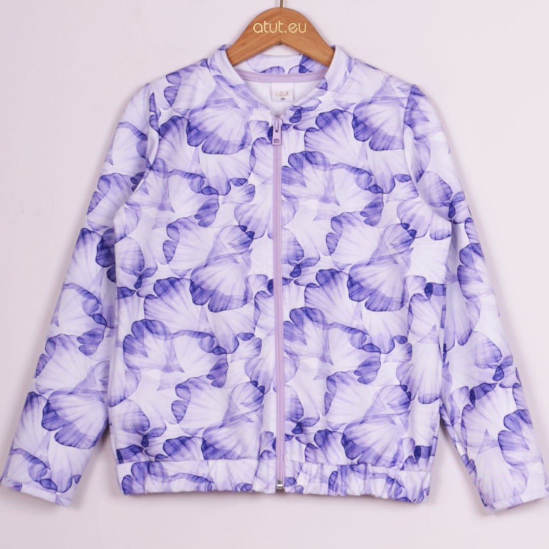 Bluza rozsuwana w fioletowe liście (0646-D2-fiol-lisc.jpg) - sklep z ubraniami Nosi Ci Się