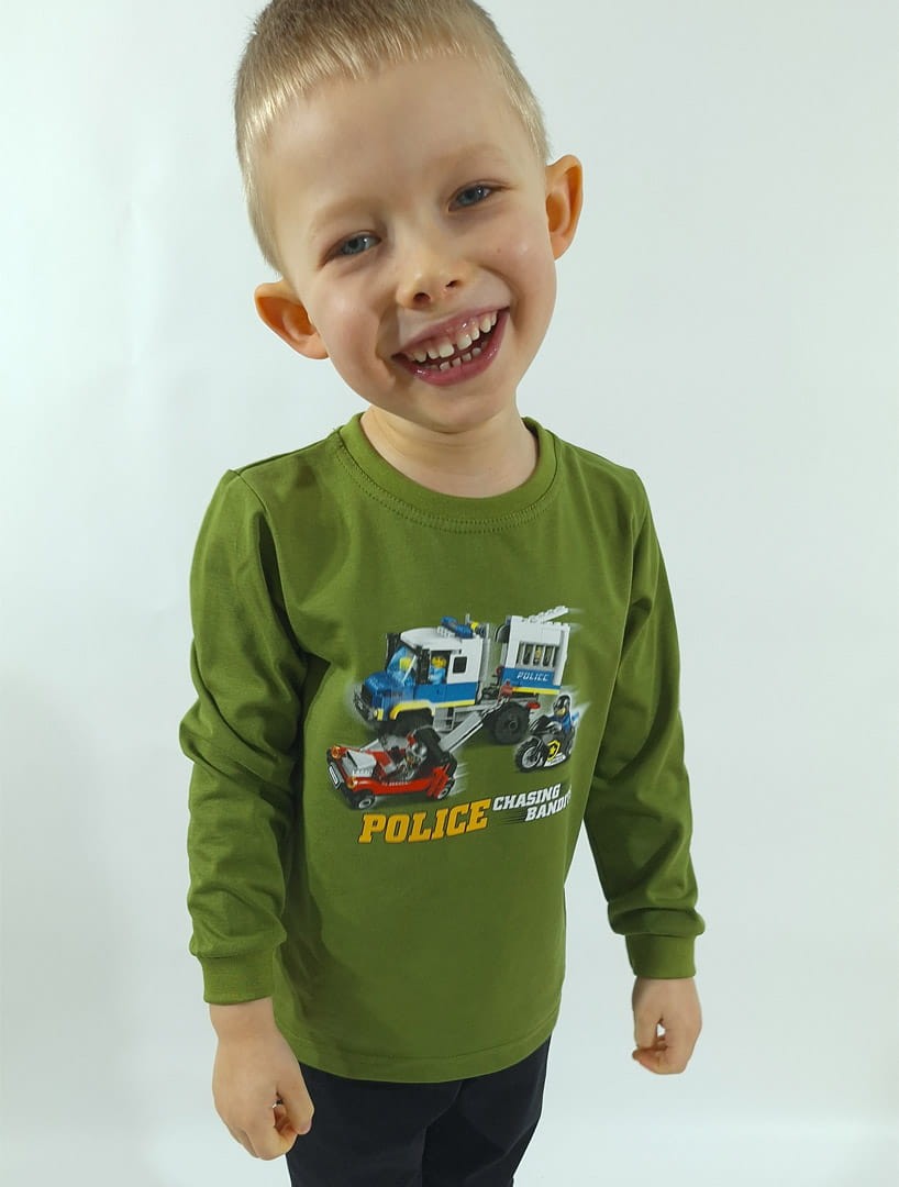 Bluzka z klockami policja (0072-C2-khaki.jpg) - sklep z ubraniami Nosi Ci Się