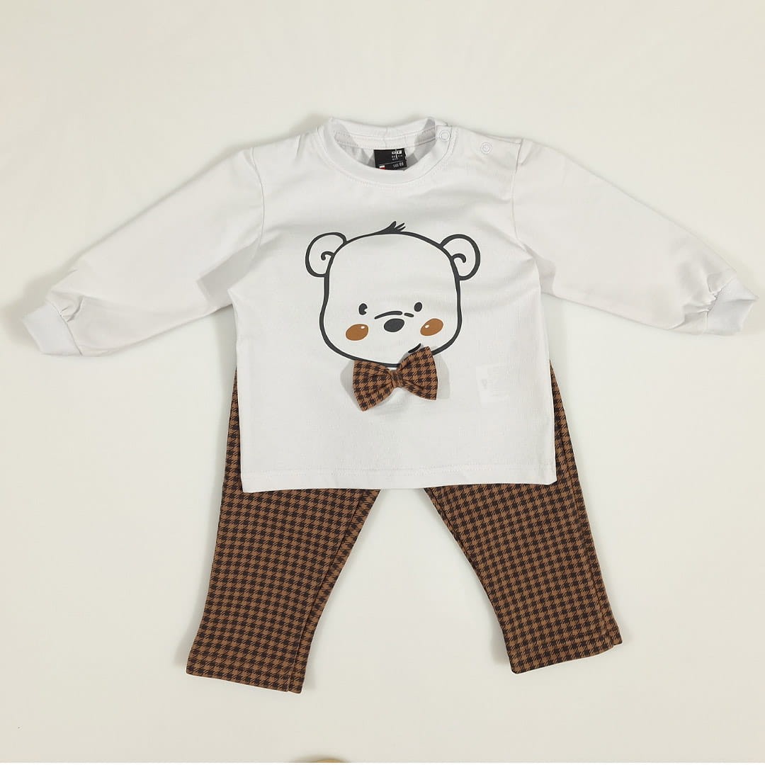 Komplet z misiem (0028-C1-bial (1).jpg) - sklep z ubraniami Nosi Ci Się