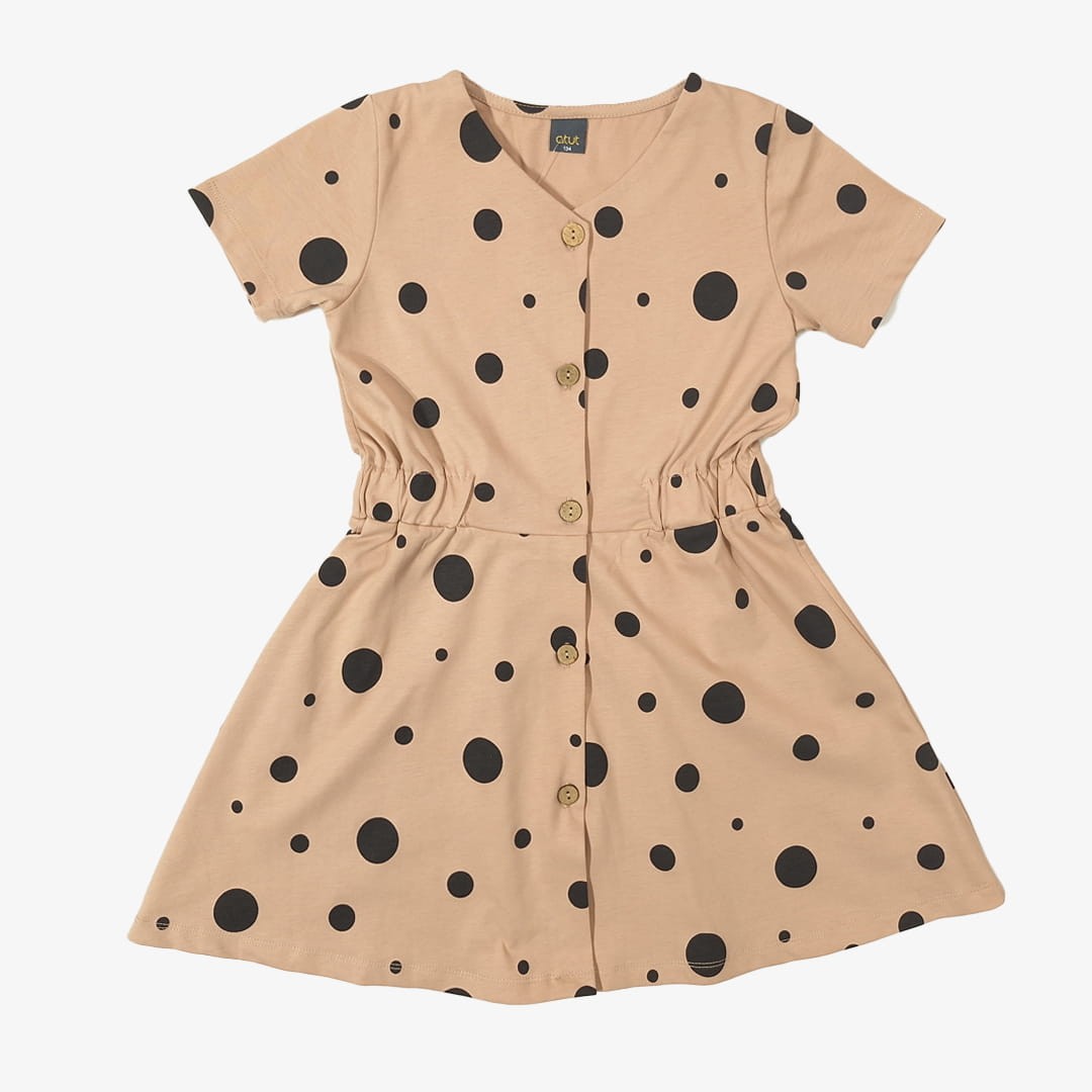Bawełniana sukienka w kropki z guzikami (0705-D3-krop-bez (2).jpg) - sklep z ubraniami Nosi Ci Się