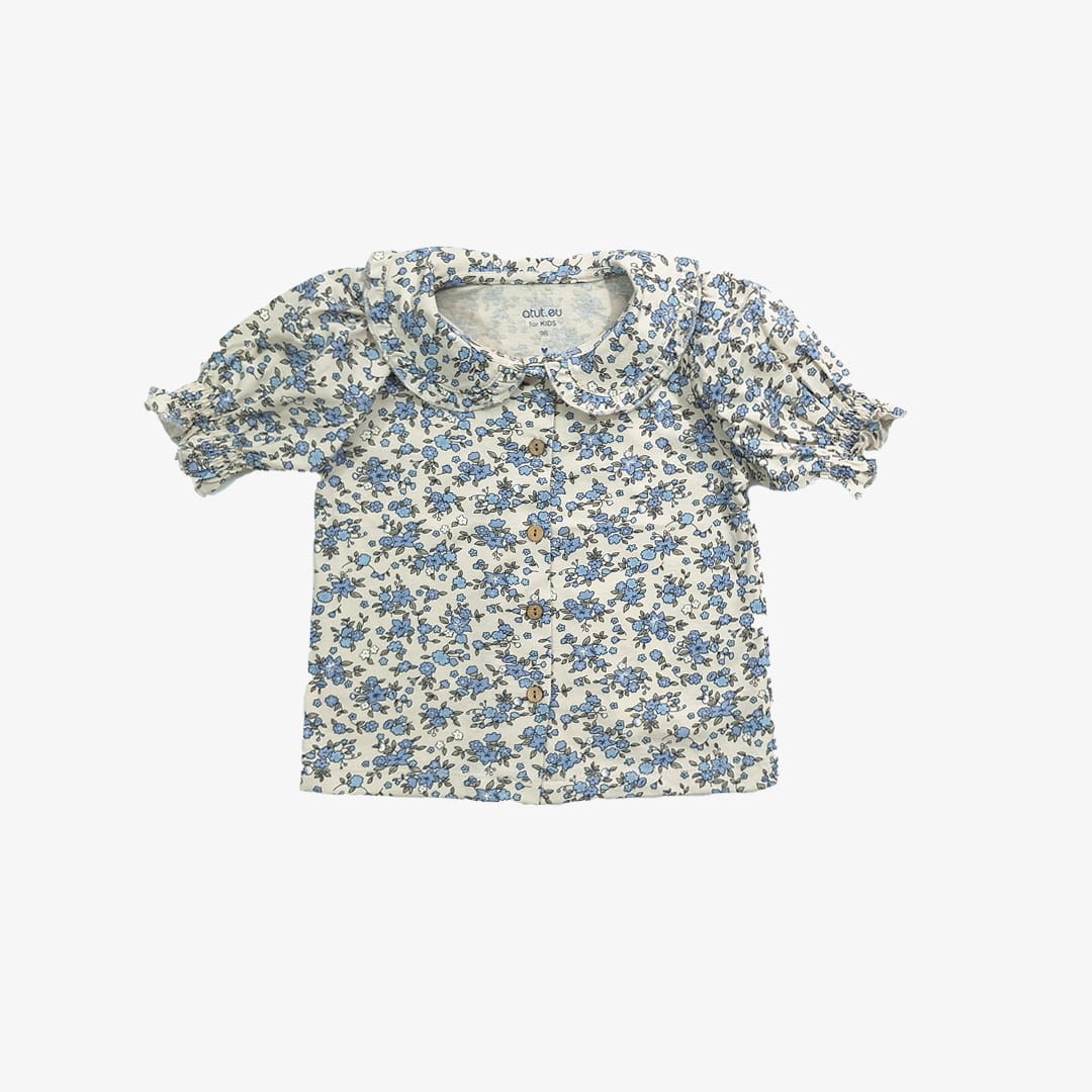 Ubrania dla dzieci / Dziewczynki / Bluzki z krótkim rękawem / Bluzka w drobne kwiaty z guzikami