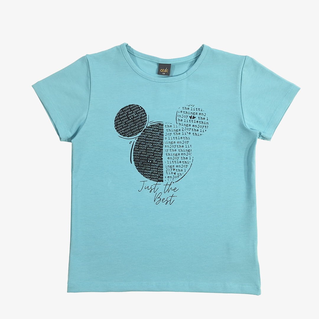 Bluzka z krótkim rękawem turkusowa myszka (0204-D3-turk.jpg) - sklep z ubraniami Nosi Ci Się