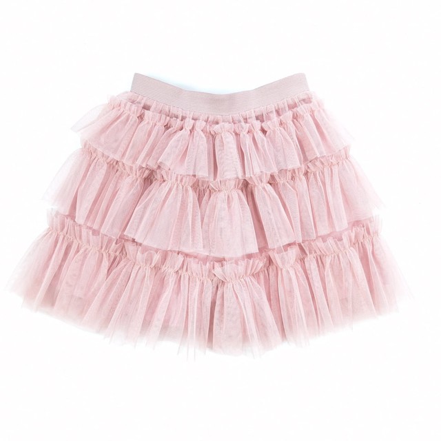 Tiulowa spódnica w pudrowym różu