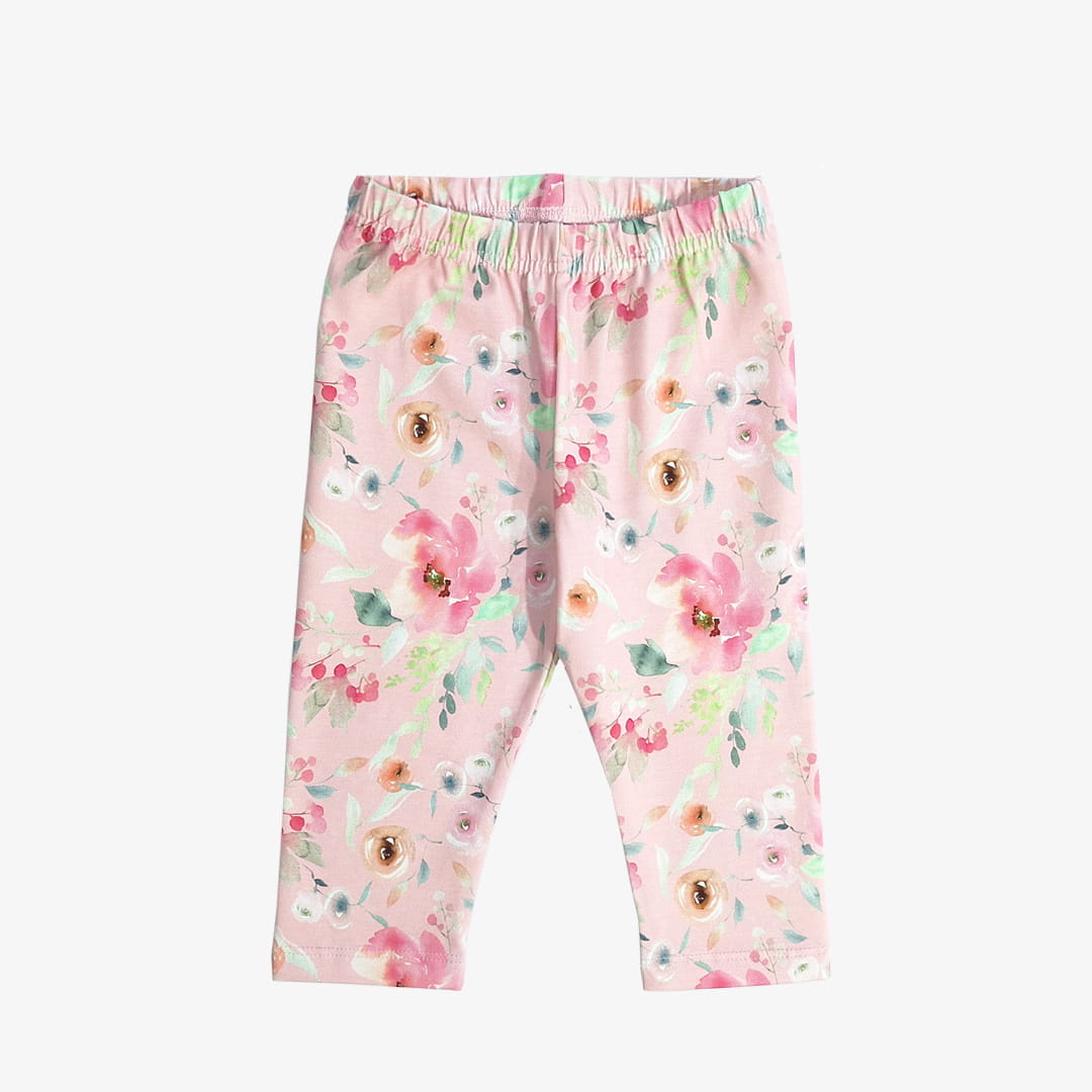 Legginsy 3/4 różowe w kwiatki (0792-D2-roz-kw3-4.jpg) - sklep z ubraniami Nosi Ci Się
