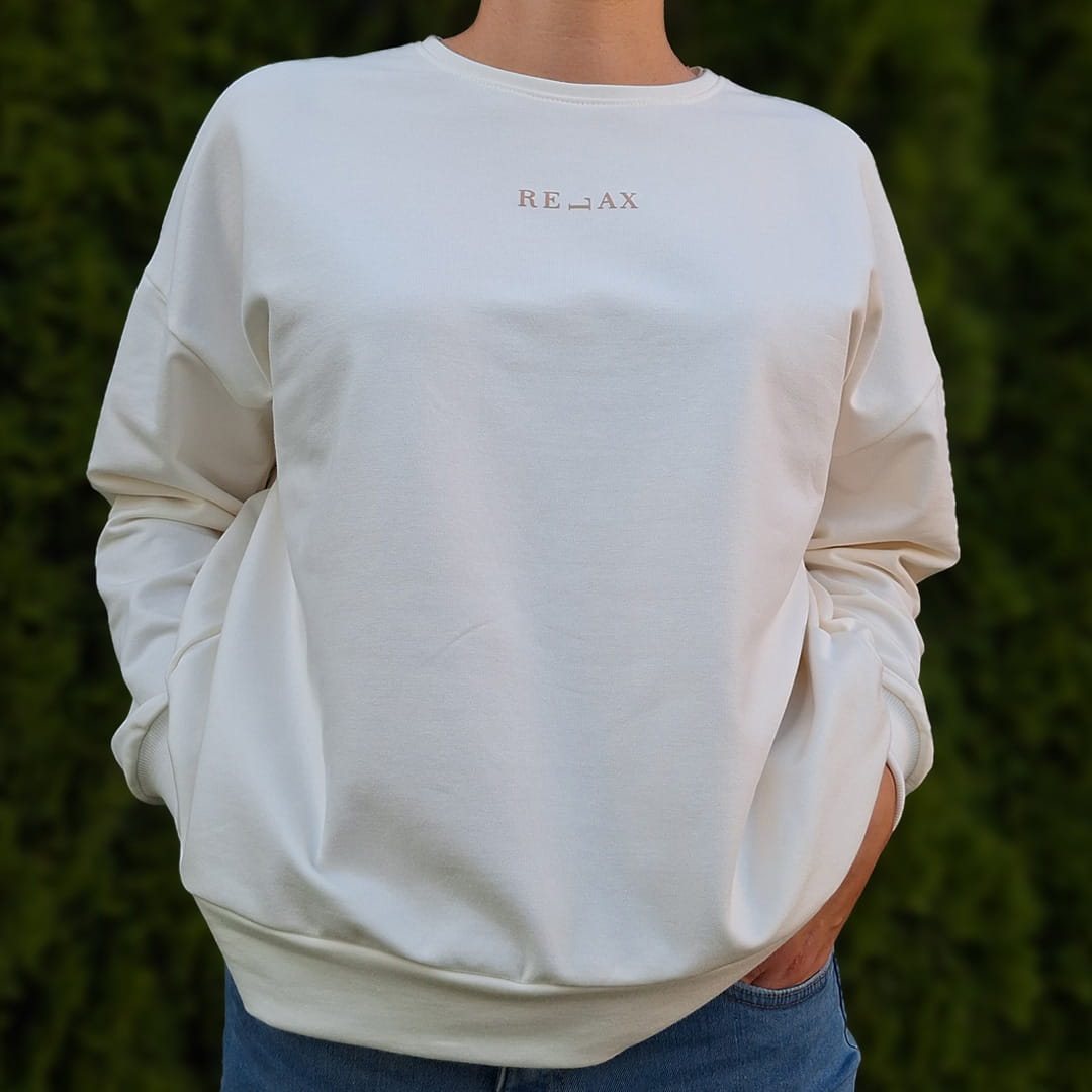 Kremowa bluza OVERSIZE (0639-K-krem-relax.jpg) - sklep z ubraniami Nosi Ci Się