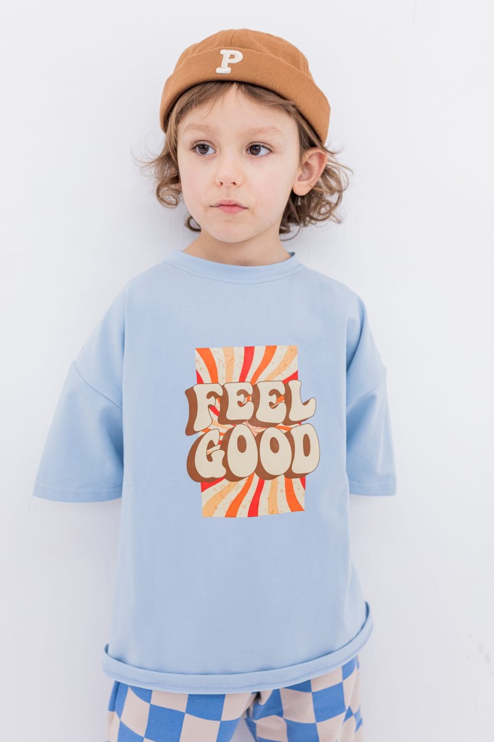 T-shirt over Feel Good błękitny (FK-kosz-blek.jpg) - sklep z ubraniami Nosi Ci Się