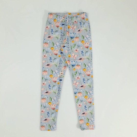 Fotografia ubrania Błękitne bawełniane legginsy w kwiaty marki Atut w ofercie sklepu Nosi Ci Się