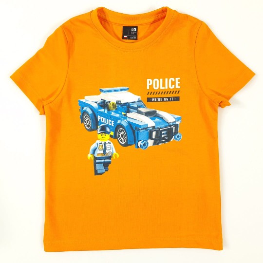 Pomarańczowa koszulka z klockami policja (9731-C2-pol-poma.jpg)